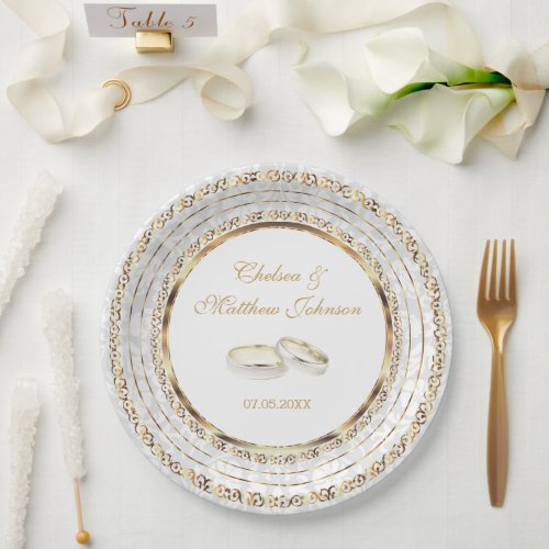 Beautiful Golden Wedding Bands  Paper Plates