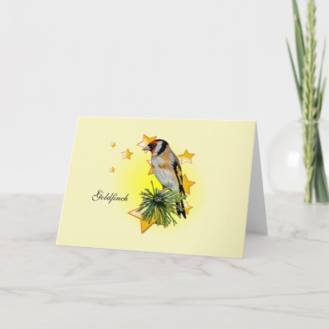 Beautiful Goldfinch Drawing is a Star  Card (Front)