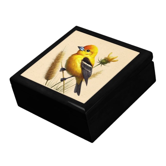 Beautiful Goldfinch On Wild Grass Gift Box (Side)