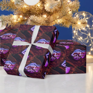 Beautiful GOOD DAY BLACBK PURPLE BROWN EYE MANDALA Wrapping Paper