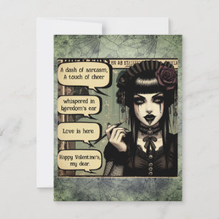 Beautiful Goth Girl Valentine's Day Note Card