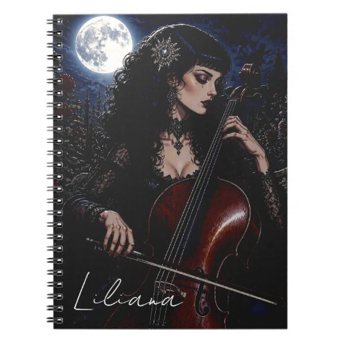 Beautiful Gothic Beauty Playing Cello Personalized Notebook