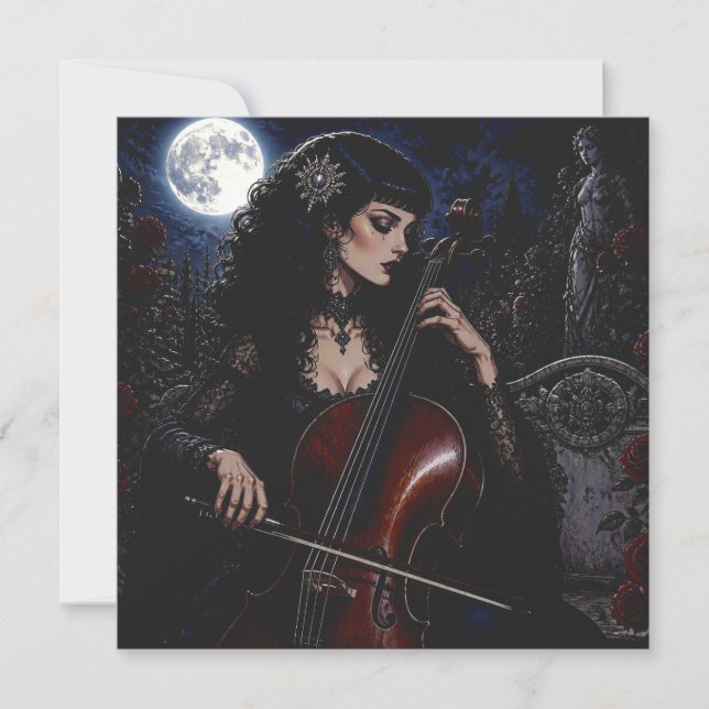 Beautiful Gothic Beauty Playing the Cello  (Front)