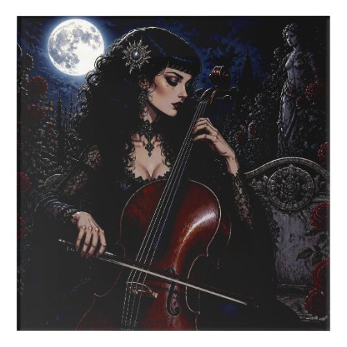 Beautiful Gothic Beauty Playing the Cello  Acrylic Print