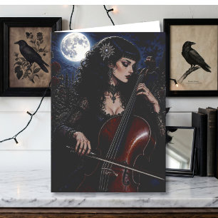 Beautiful Gothic Beauty Playing the Cello Card