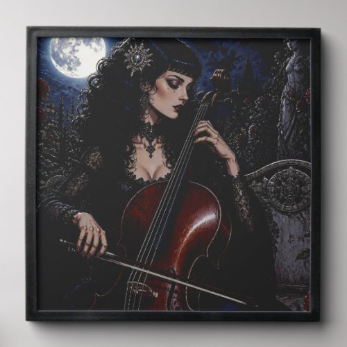 Beautiful Gothic Beauty Playing the Cello  Peel And Stick Photo Tile