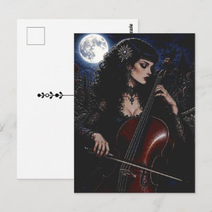Beautiful Gothic Beauty Playing the Cello Postcard