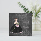 Beautiful Gothic Bride Shabby Chic Bridal Shower Invitation (Standing Front)