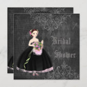 Beautiful Gothic Bride Shabby Chic Bridal Shower Invitation (Front/Back)