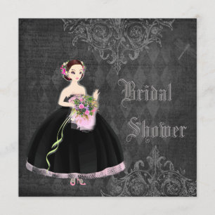 Beautiful Gothic Bride Shabby Chic Bridal Shower Invitation