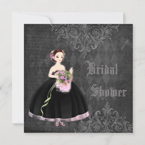 Beautiful Gothic Bride Shabby Chic Bridal Shower Invitation