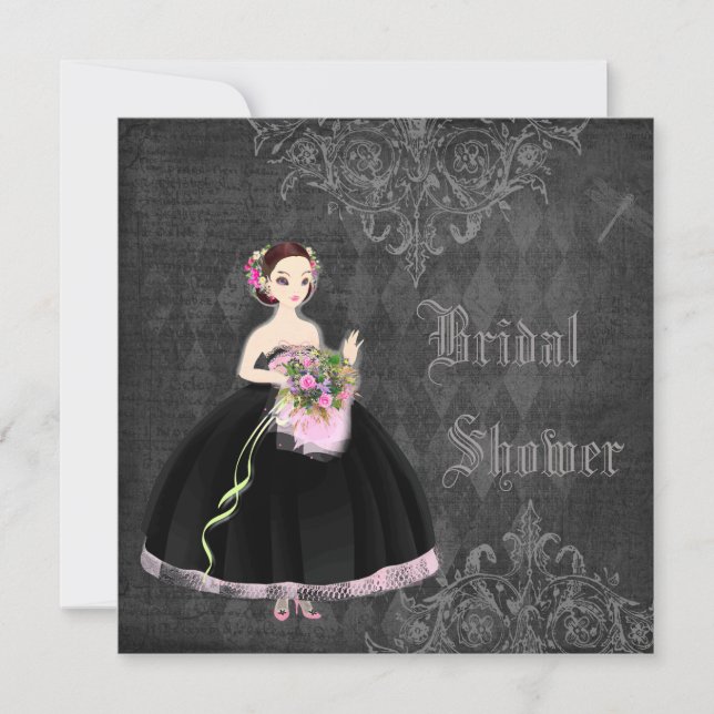 Beautiful Gothic Bride Shabby Chic Bridal Shower Invitation (Front)