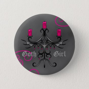 Beautiful Gothic Candelabra On Gray Grunge Button by TheHopefulRomantic at Zazzle