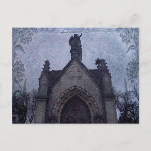 Beautiful gothic cemetery crypt postcard