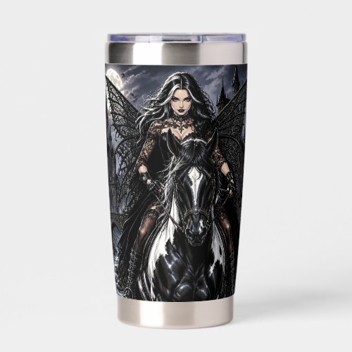 Beautiful Gothic Fairy on Black Horse  Insulated Tumbler