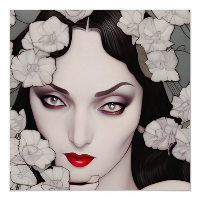 Beautiful Gothic Woman AI Generated Art Poster (Front)