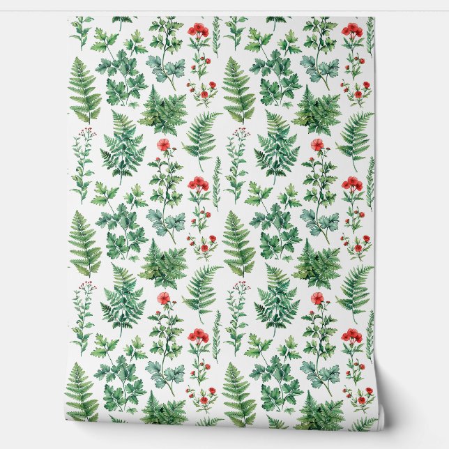 Beautiful graceful green twigs of different types  wallpaper  (Unrolling)