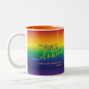 Beautiful Gradient Rainbow Bible Quote Two-Tone Coffee Mug