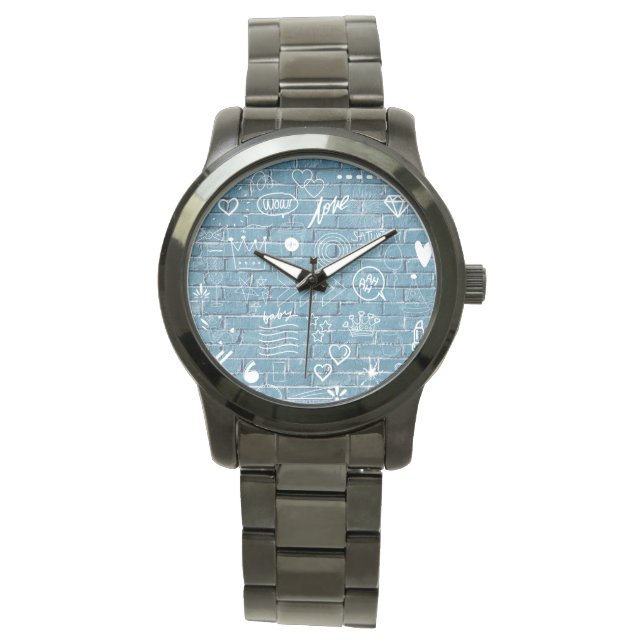 Beautiful Graffiti Art on Wall Green Calligraphy Watch (Front)