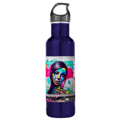 Beautiful Graffiti Art Woman on  Stainless Steel Water Bottle