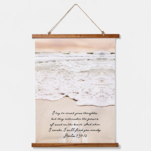 Beautiful Grains of Sand Beach Waves Psalm Bible Hanging Tapestry