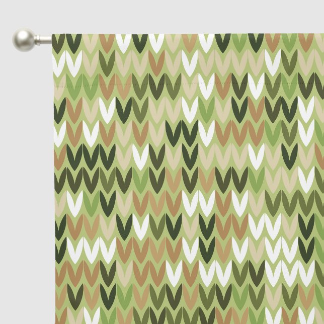 Beautiful granny knit pattern in green olive color blackout curtains (Pocket)