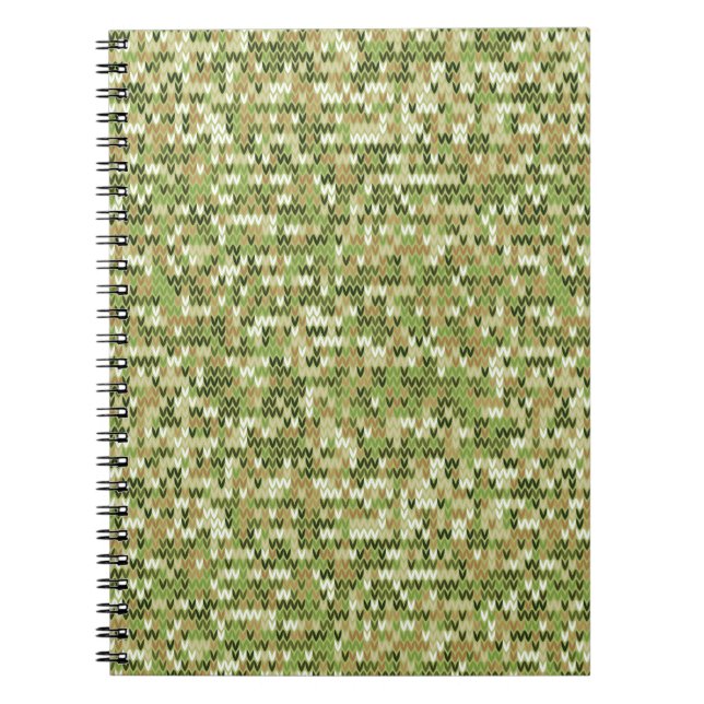 Beautiful granny knit pattern in green olive color notebook (Front)