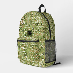 Beautiful granny knit pattern in green olive color printed backpack