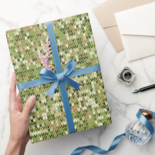 Beautiful granny knit pattern in green olive color wrapping paper