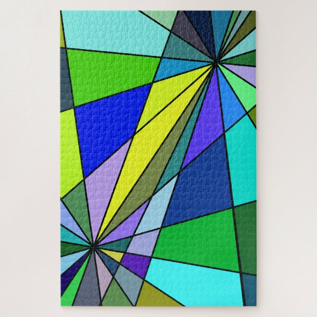 Beautiful Graphic Design Like Stained Glass on a Jigsaw Puzzle (Vertical)