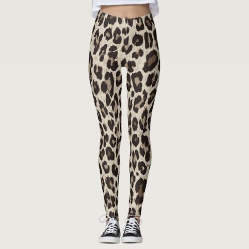 Beautiful Gray Brown Animal Print Yoga Leggings