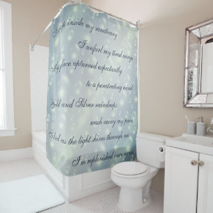 Beautiful Gray Cleansing Mantra design Shower Curtain
