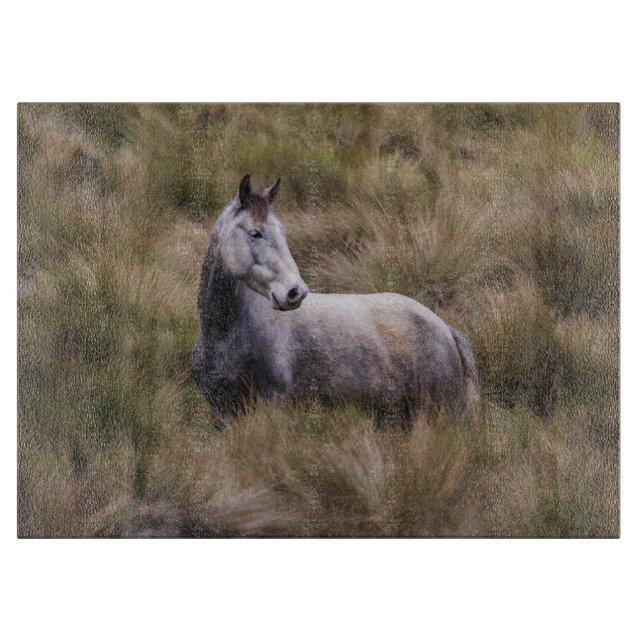 Beautiful Gray Colored Horse Cutting Board (Front)