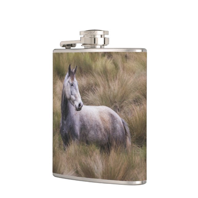 Beautiful Gray Colored Horse Flask (Left)