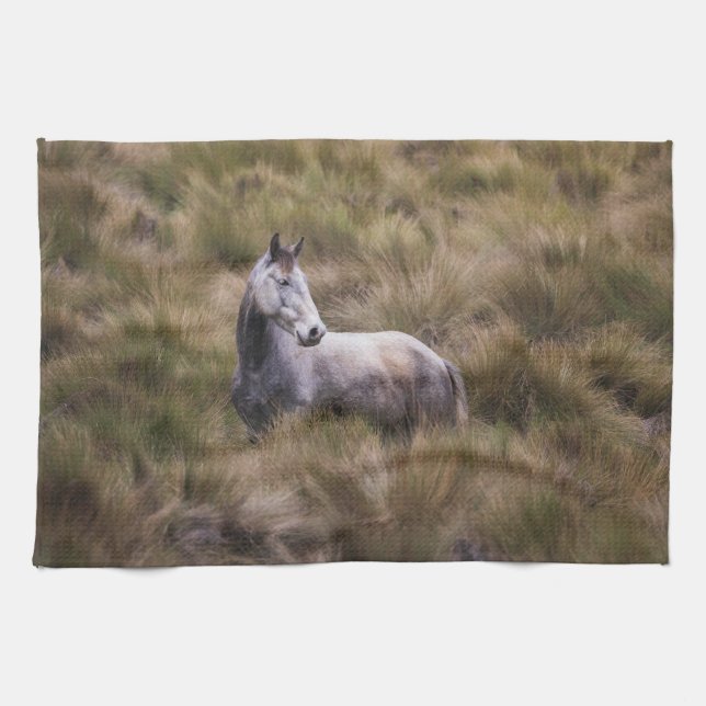 Beautiful Gray Colored Horse Kitchen Towel (Horizontal)