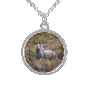 Beautiful Gray Colored Horse Sterling Silver Necklace