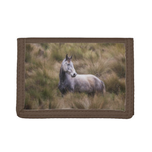 Beautiful Gray Colored Horse Trifold Wallet