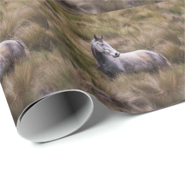 Beautiful Gray Colored Horse Wrapping Paper (Roll Corner)