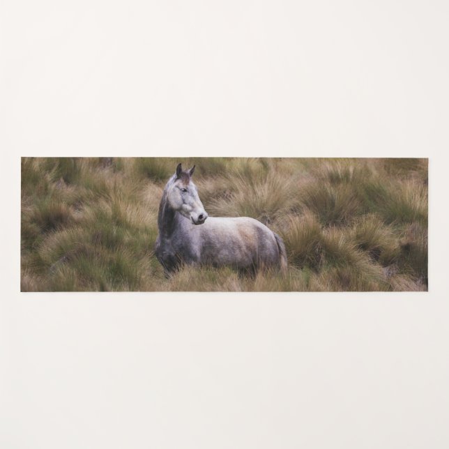 Beautiful Gray Colored Horse Yoga Mat (Front (Horizontal))