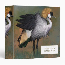 Beautiful Gray Crowned Crane - Migned Painting Art 3 Ring Binder