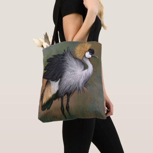 Beautiful Gray Crowned Crane _ Migned Painting Art Tote Bag
