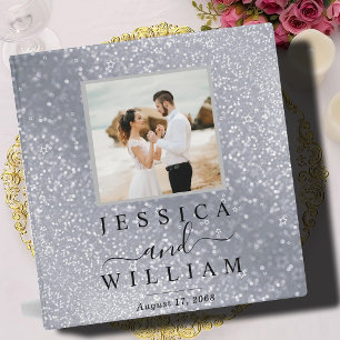 Beautiful Gray Glitter Wedding Photo album  3 Ring Binder