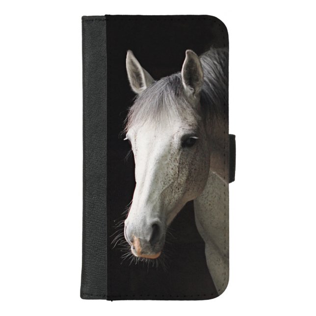 Beautiful Gray Mare Horse Animals iPhone Wallet Case (Front)