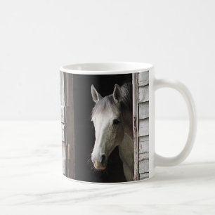 Beautiful Gray Mare Horse & Barn Coffee Mug