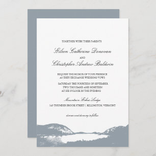 Beautiful Gray Mountain Lake Wedding Invitation