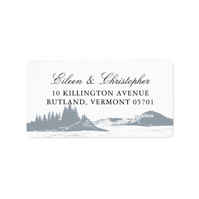 Beautiful Gray Mountain Pine Trees Lake | Wedding Label (Front)