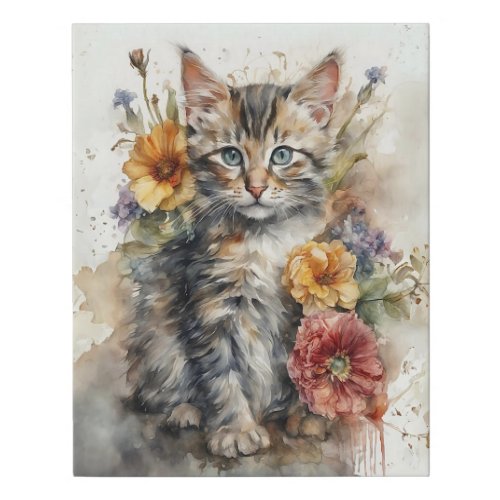 Beautiful Gray Tabby Cat Faux Wrapped Canvas Print