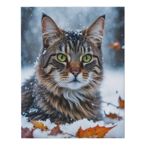 Beautiful Gray Tabby Cat Faux Wrapped Canvas Print
