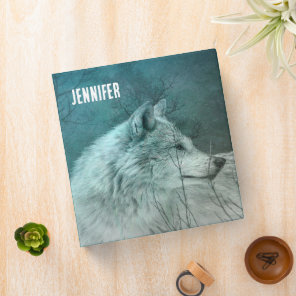 Beautiful Gray Wolf in a Dark Forest 3 Ring Binder