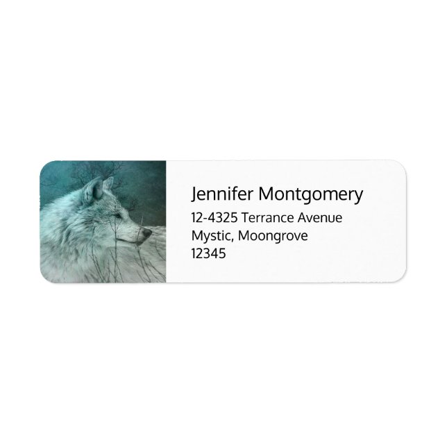 Beautiful Gray Wolf in a Dark Forest Address Label (Front)